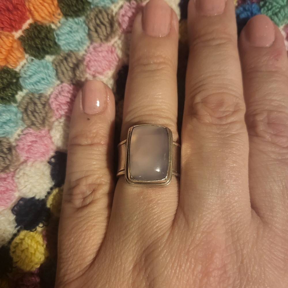 Rose Quartz Silver Ring - Picture 8 of 9